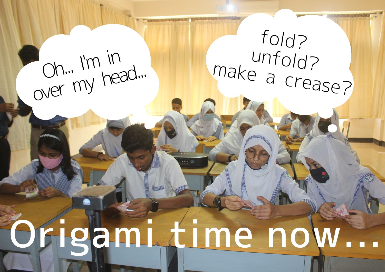 Let’s enjoy Origami project! with ナラヤンクル校 in バングラデシュ | 【公式】ID学園高等学校_生徒の個性を日本で１番大切にする通信制高校